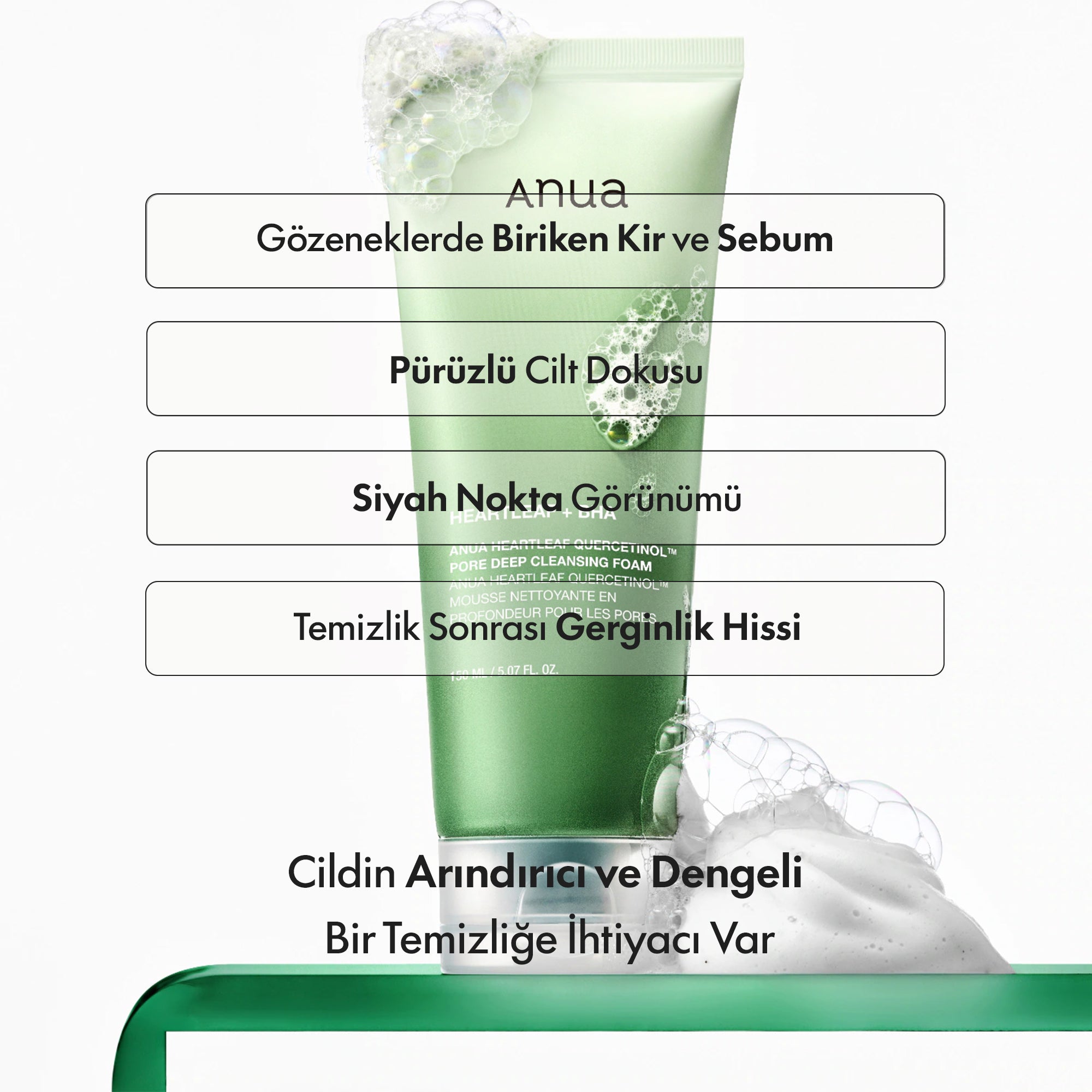 Anua - Heartleaf Quercetinol Pore Deep Temizleme Köpüğü 150 ml