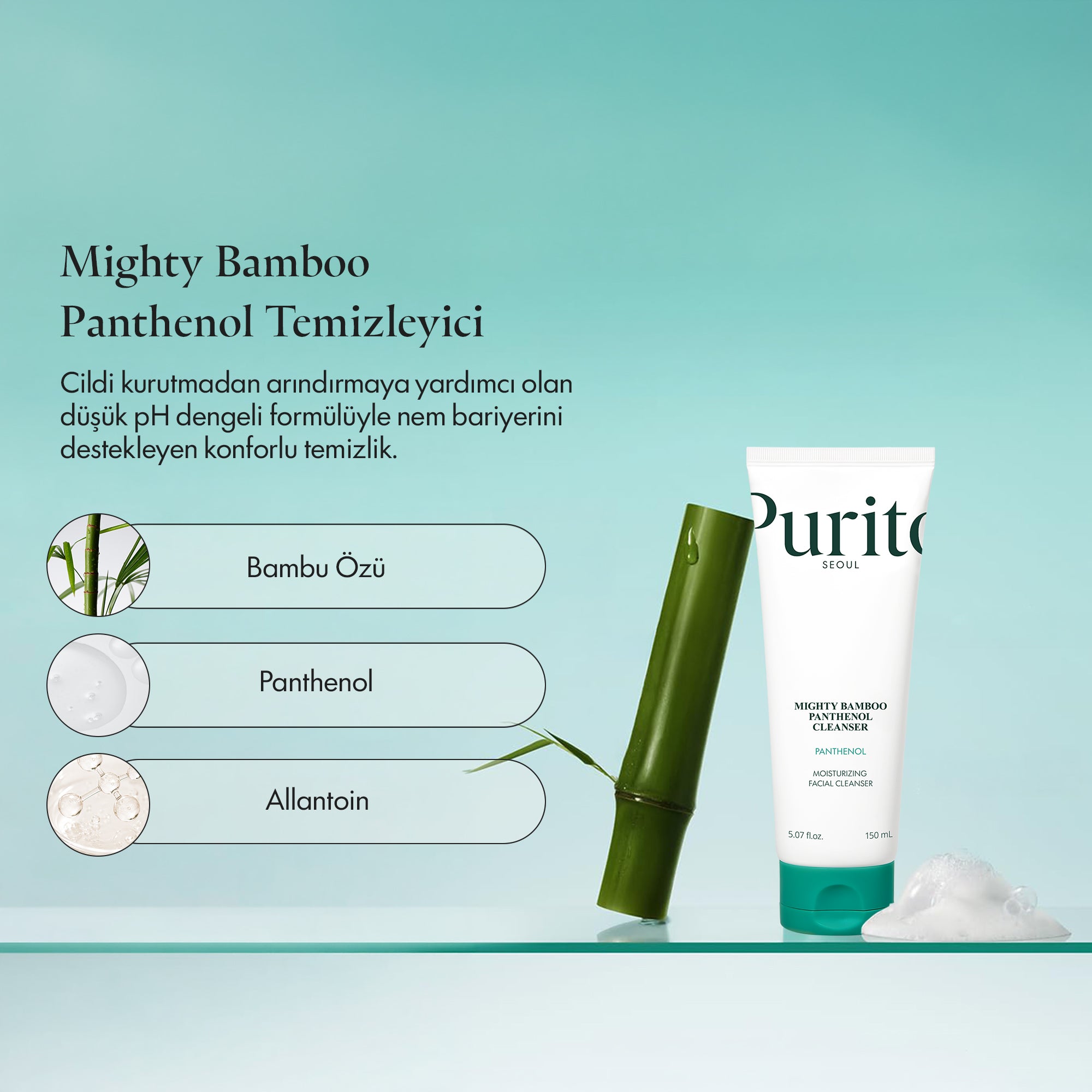 PURİTO SEOUL - Mighty Bamboo Yüz Temizleme Köpüğü 150 ml