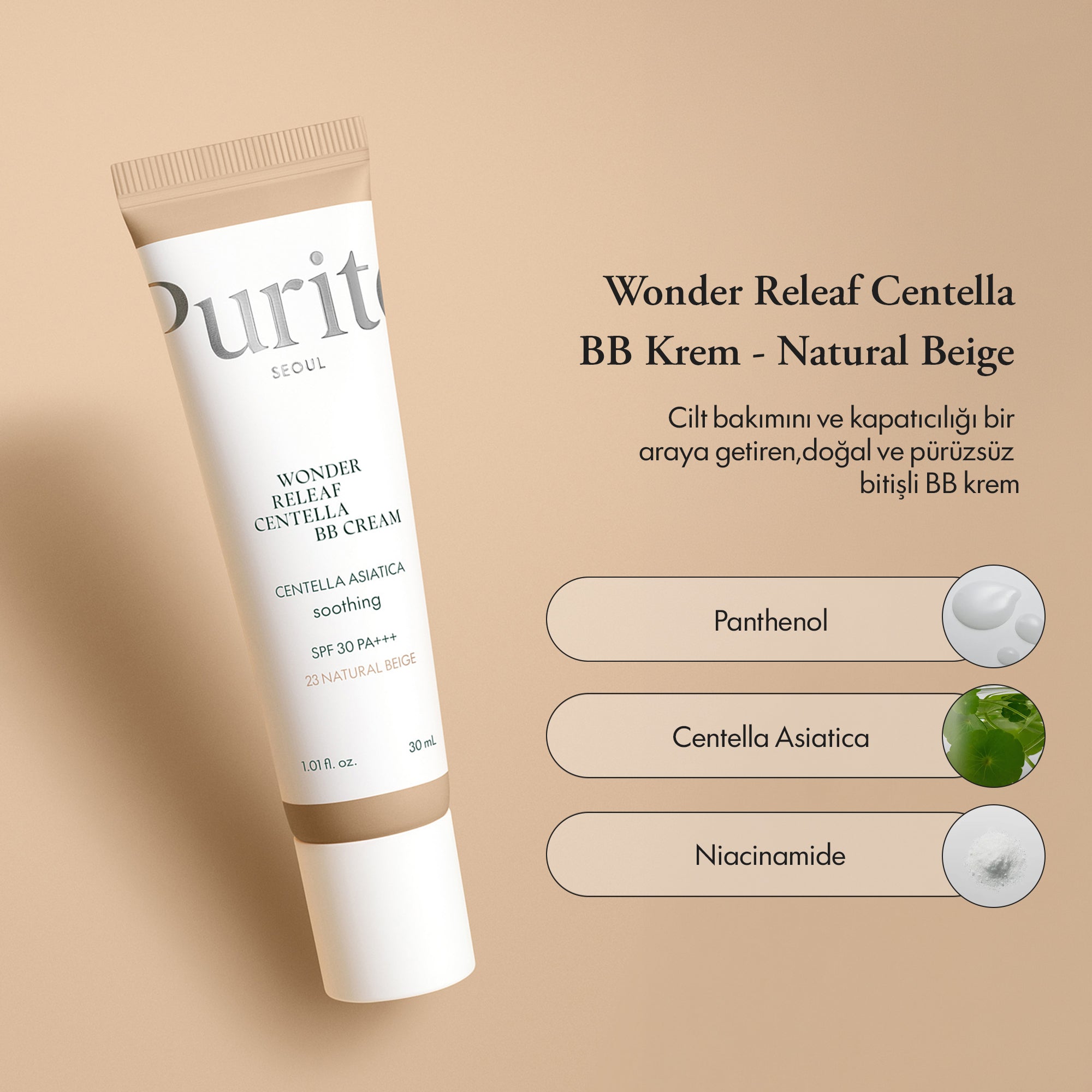 PURİTO SEOUL - Wonder Releaf Centella BB Krem SPF30 PA+++ #23 Natural Beige 30 ml