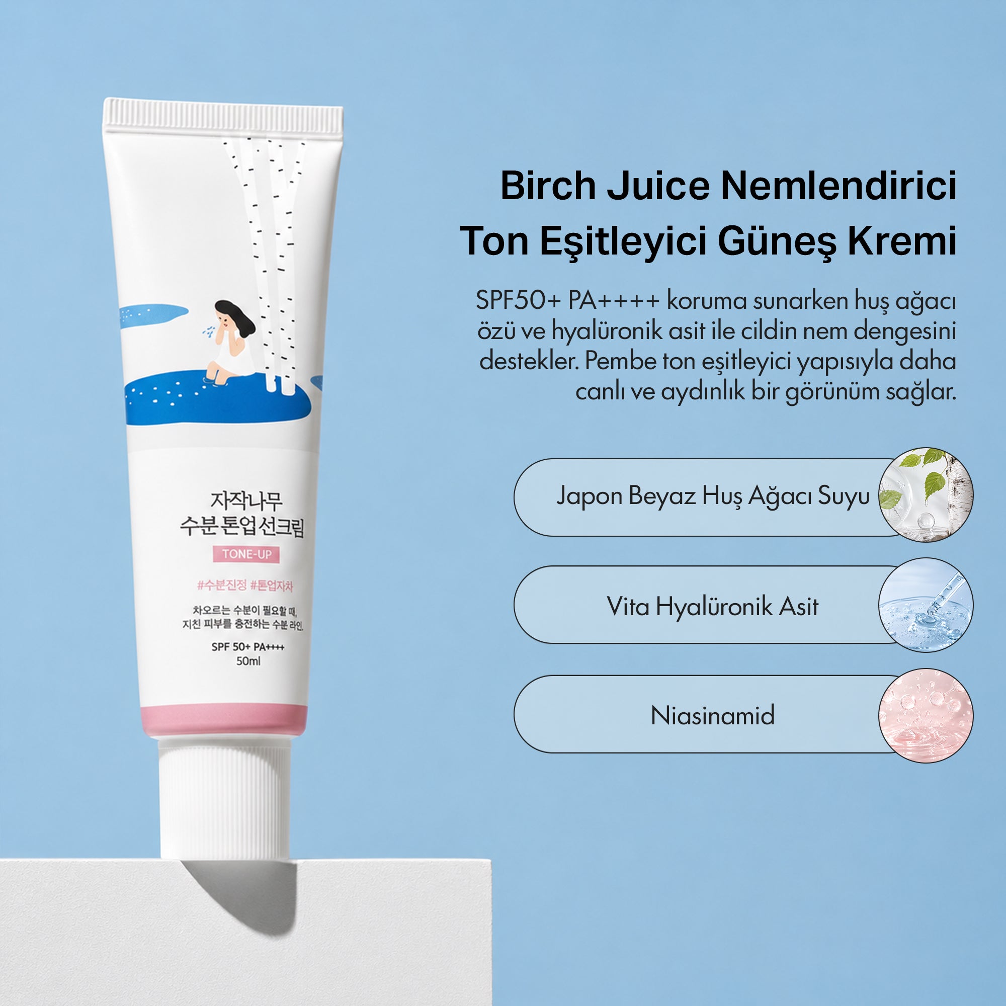 ROUND LAB - Birch Juice Moisturizing Ton Eşitleyici Güneş Kremi 50 ml