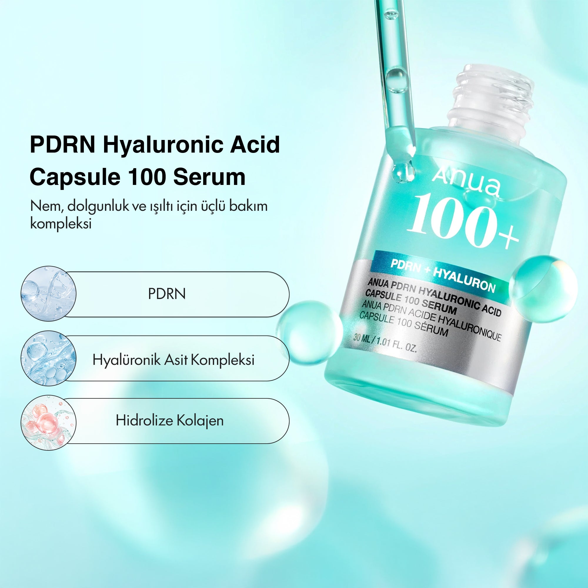 Anua - PDRN Hyaluronic Acid 100 Kapsül serum 30 ml