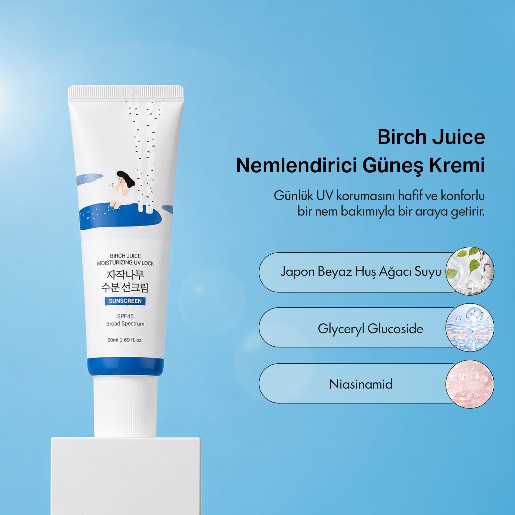 ROUND LAB - Birch Juice Nemlendirici Aydınlatıcı Güneş Kremi 50 ml