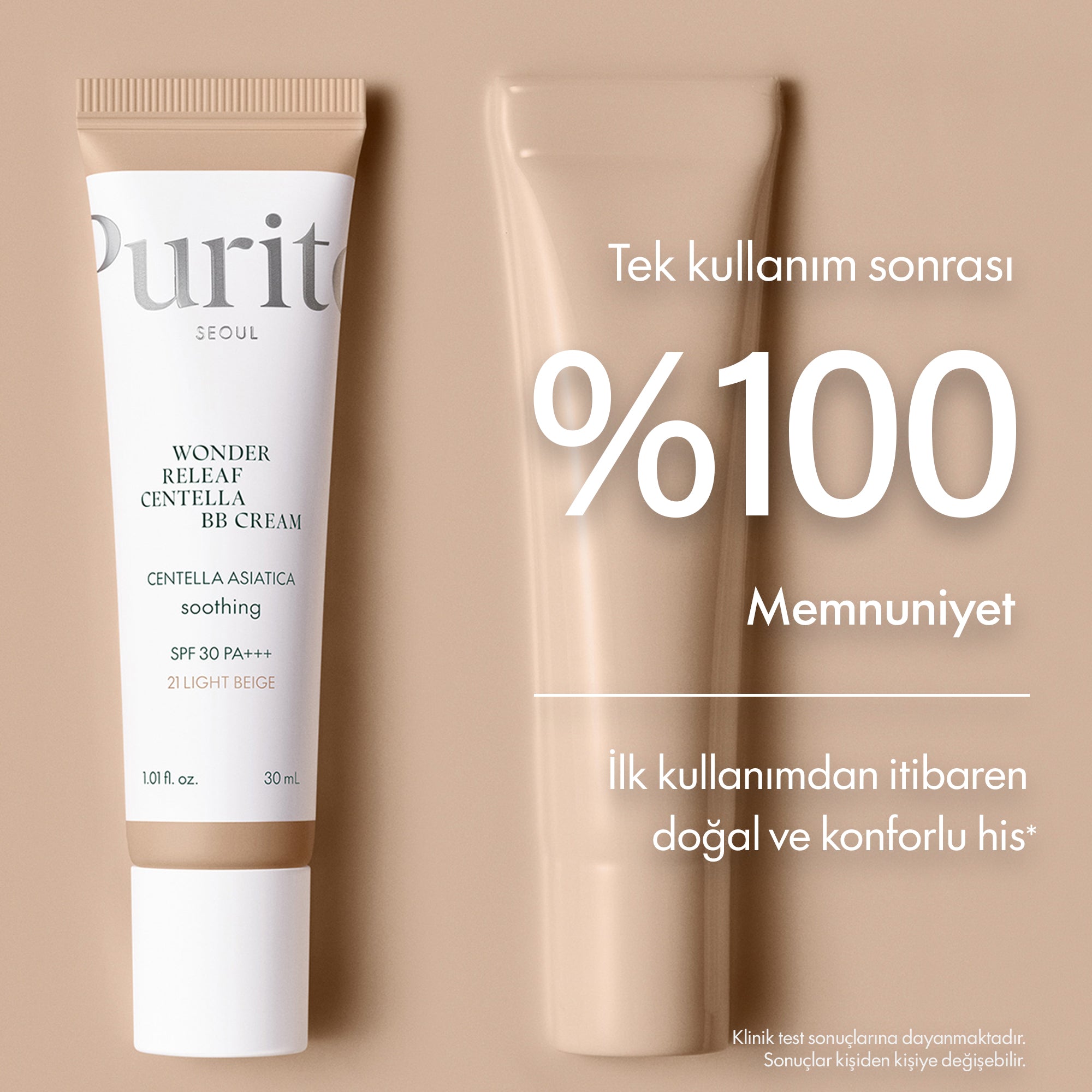PURİTO SEOUL - Wonder Releaf Centella BB Krem SPF30 PA+++ #21 Light Beige 30 ml