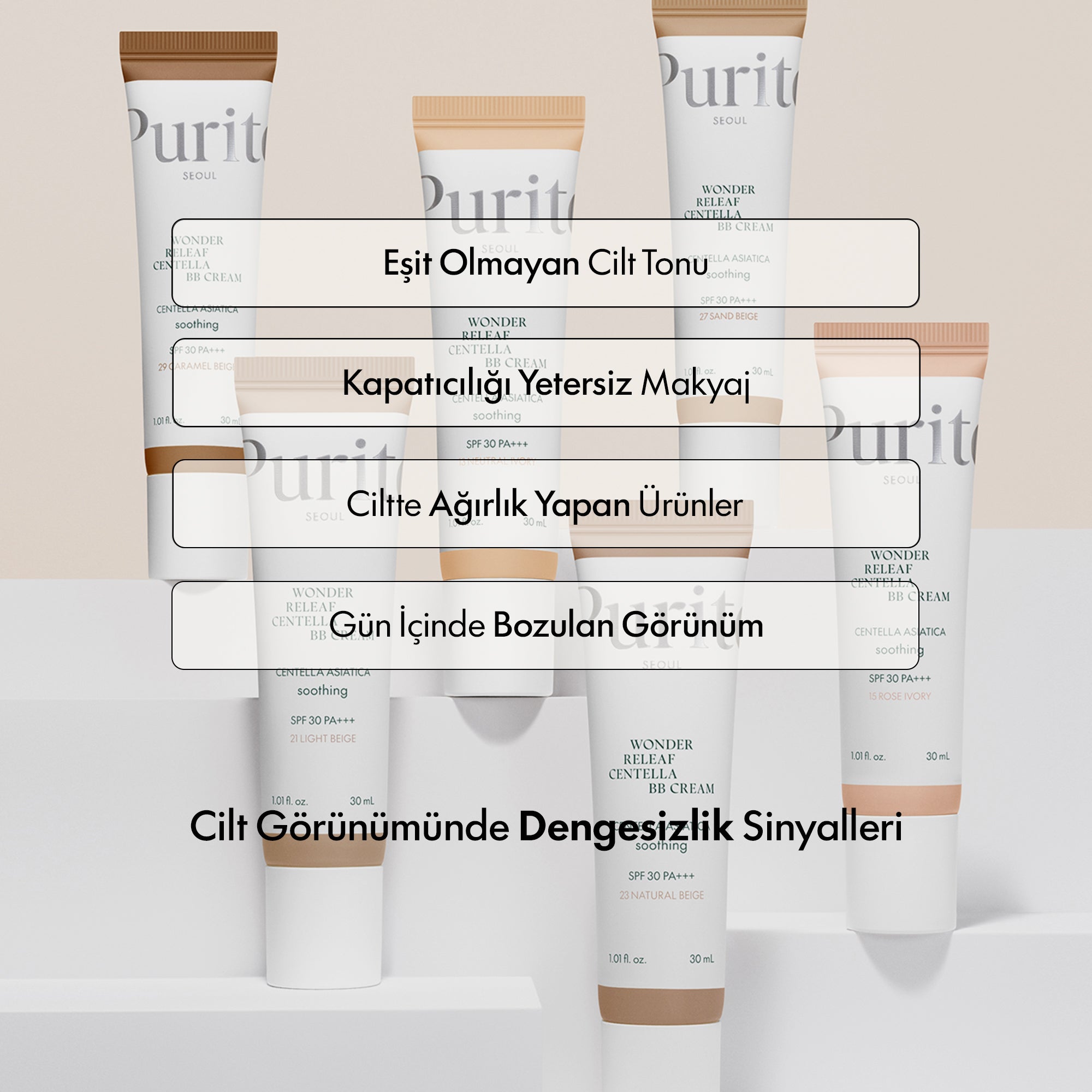 PURİTO SEOUL - Wonder Releaf Centella BB Krem SPF30 PA+++ #15 Rose Ivory 30 ml
