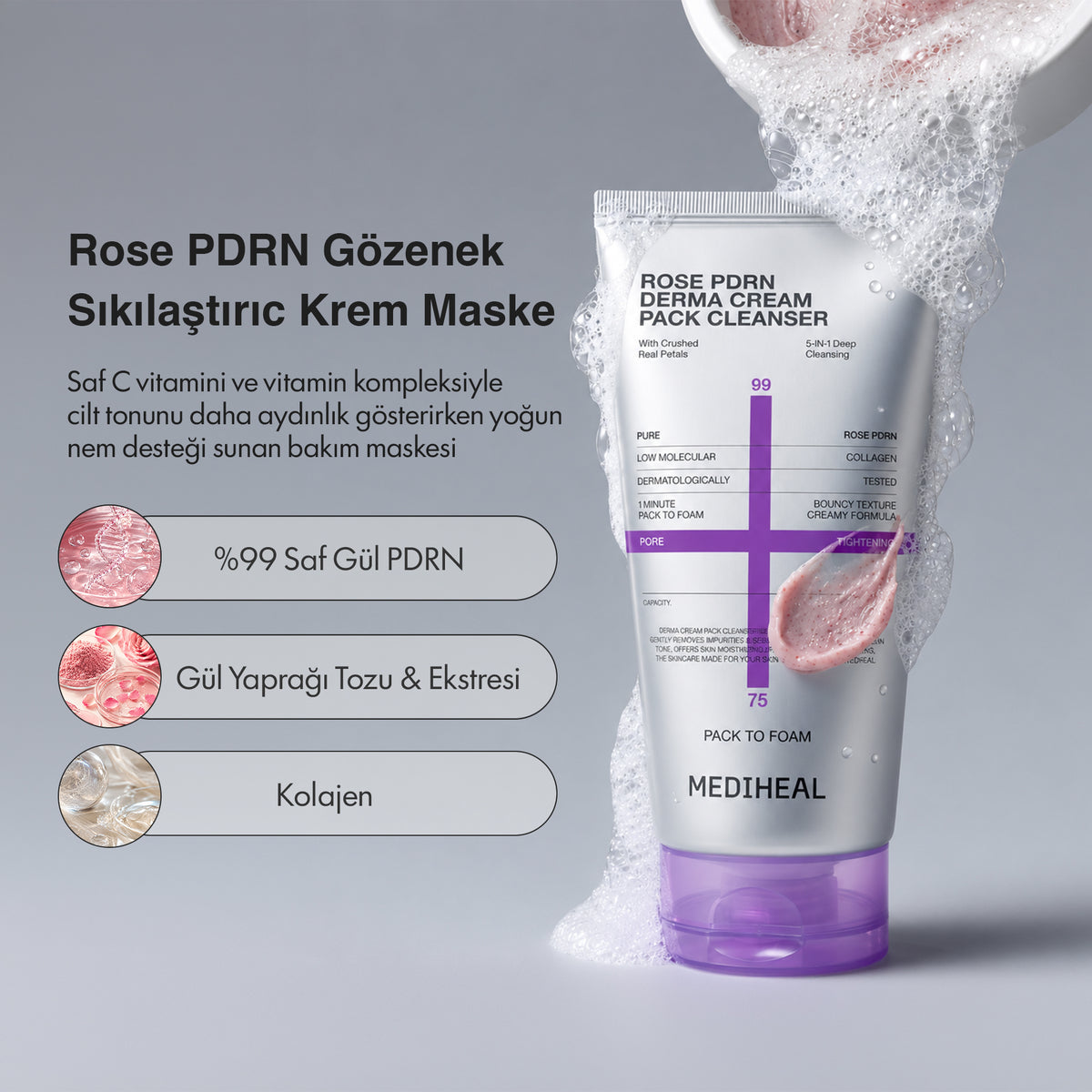 Mediheal - Rose PDRN Derma Cream Pack Celanser 120 ml