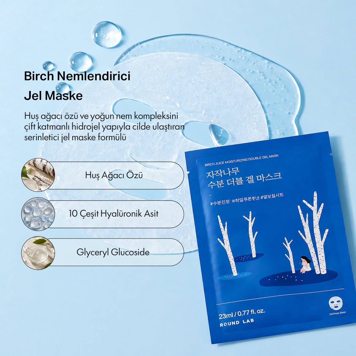 Round Lab - Birch Juice Moisturizing Double Gel maske
