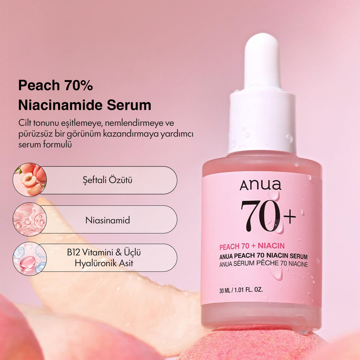 Anua - Peach 70% Niacinamide Serum 30 ml