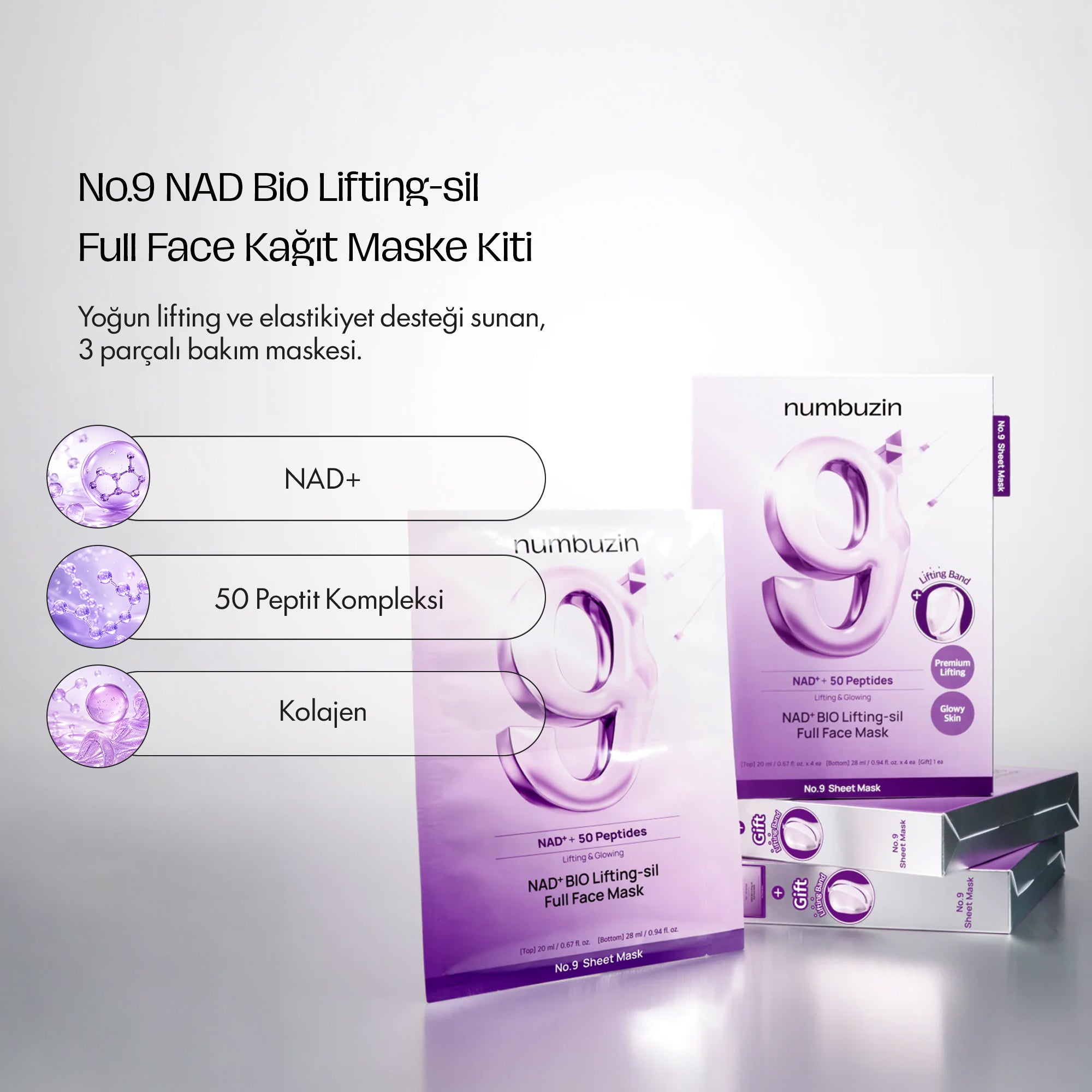 Numbuzin - No.9 NAD+ Bio Lifting-Sil Yüz Maskesi 4'lü