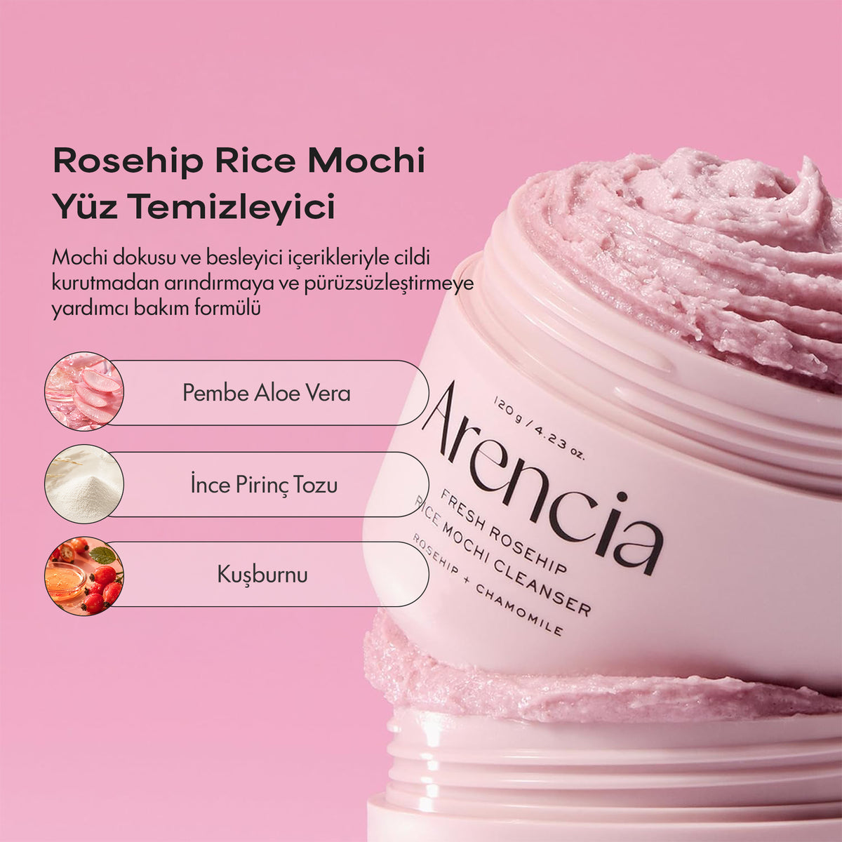 Arencia - Fresh Rosehip Rice Mochi Cleanser 120 g