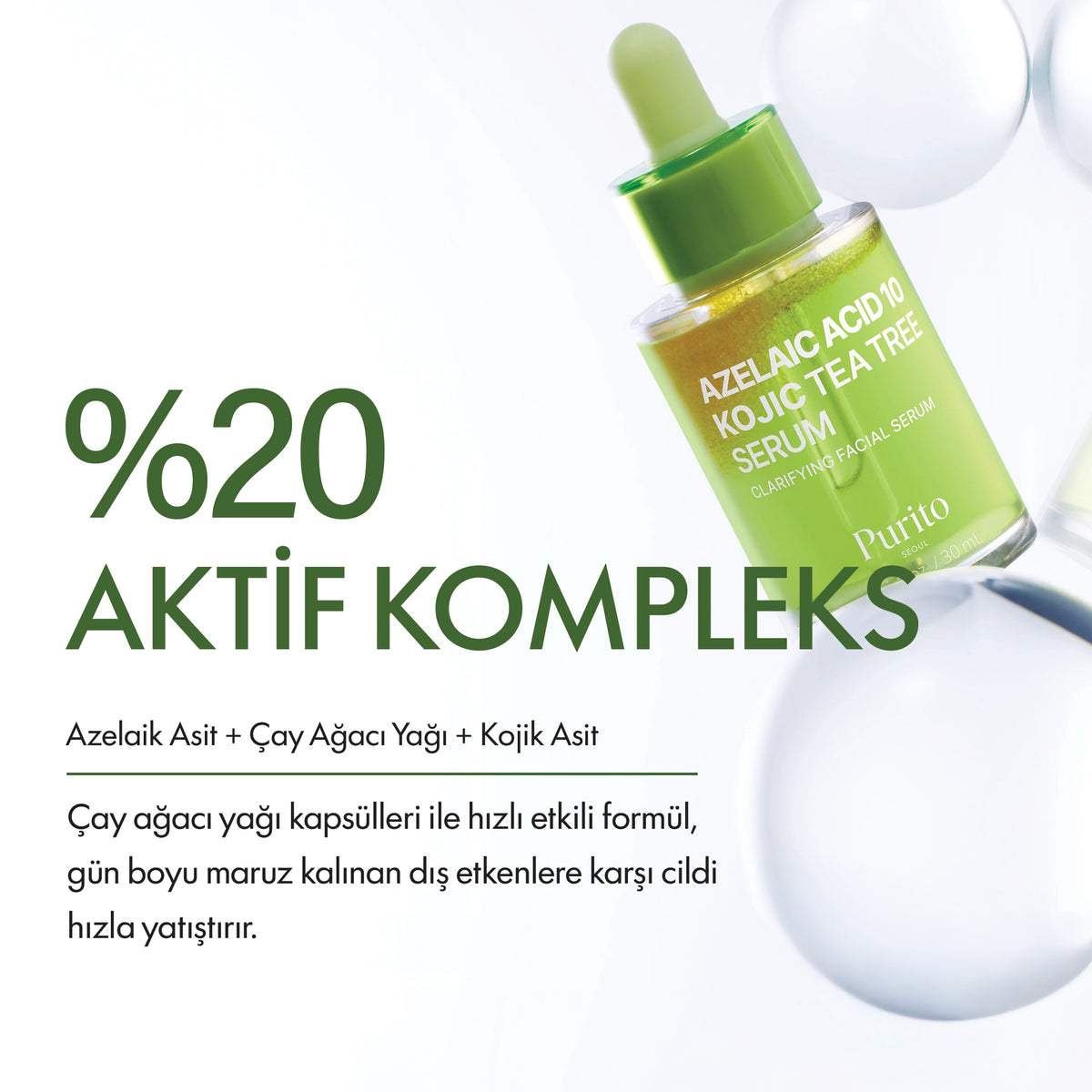 Purito Seoul - Azelaic Acid 10% + Kojic Acid & Tea Tree Serum 30 ml