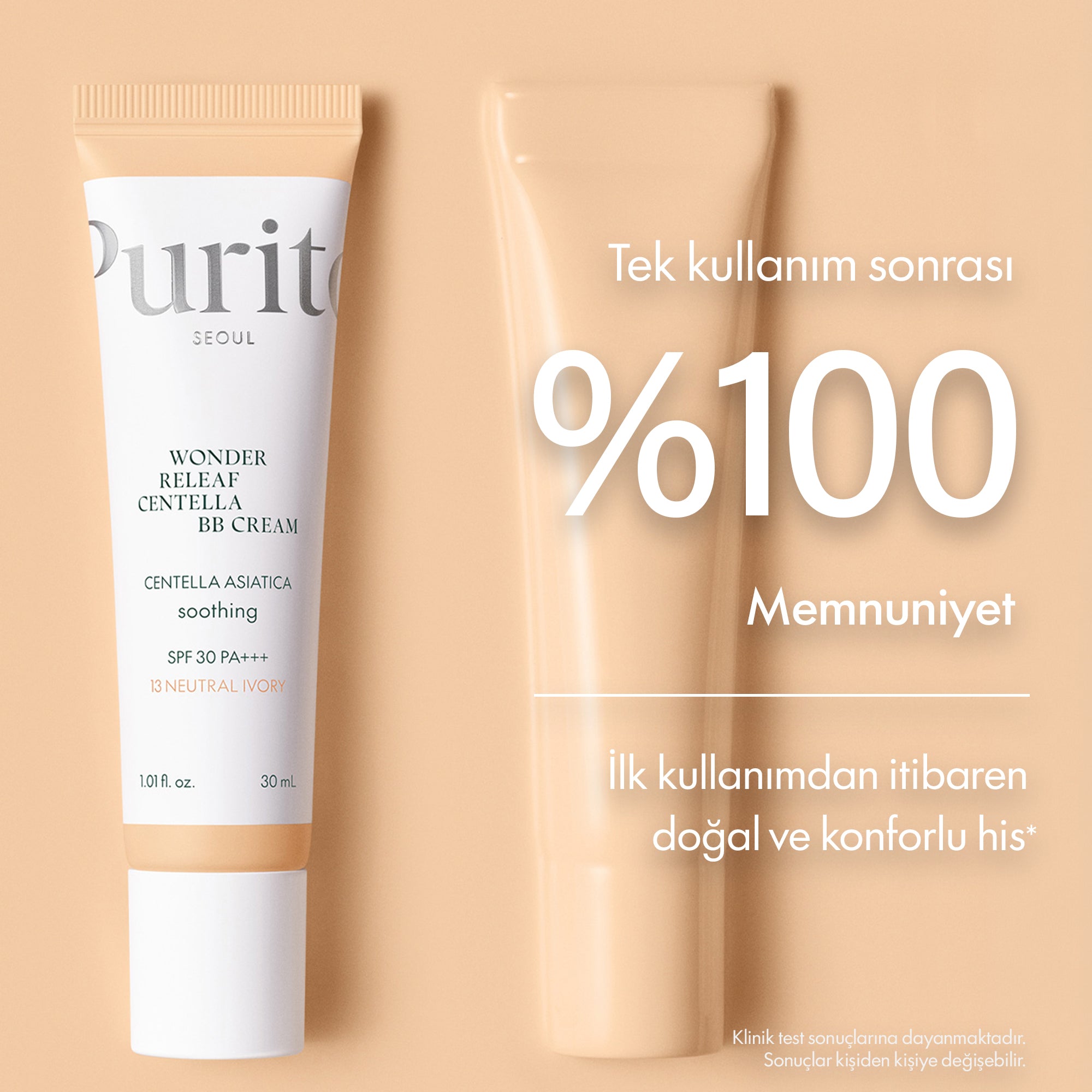 PURİTO SEOUL - Wonder Releaf Centella BB Krem SPF30 PA+++ #13 Neutral Ivory 30 ml