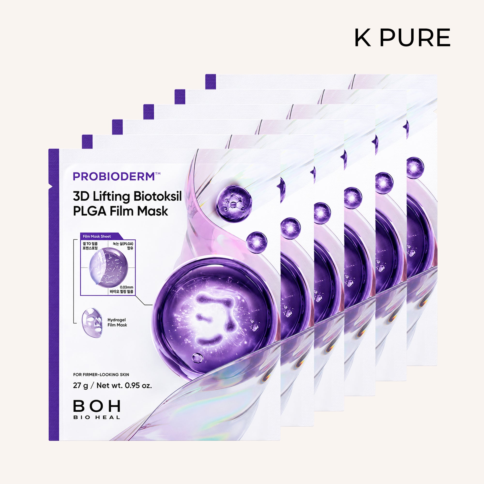 BOH Bioheal - PROBIODERM™ 3D Lifting Biotoksil PLGA Film Maske 6'lı Set
