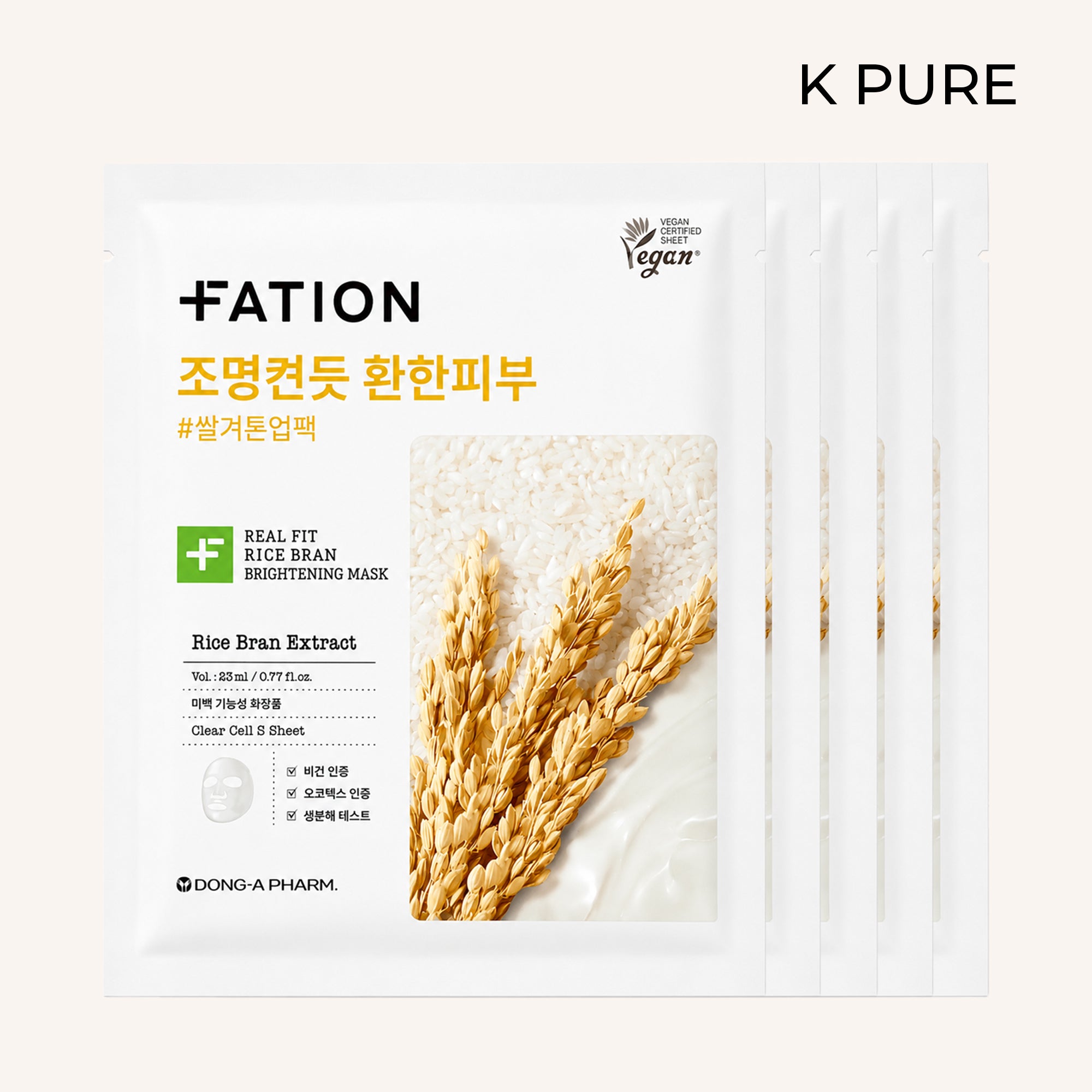Fation - Real Fit Rice Brightening Maske 5 Adet